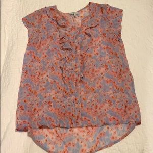 Joie silk top with ruffle, Cherry Blossom print, S